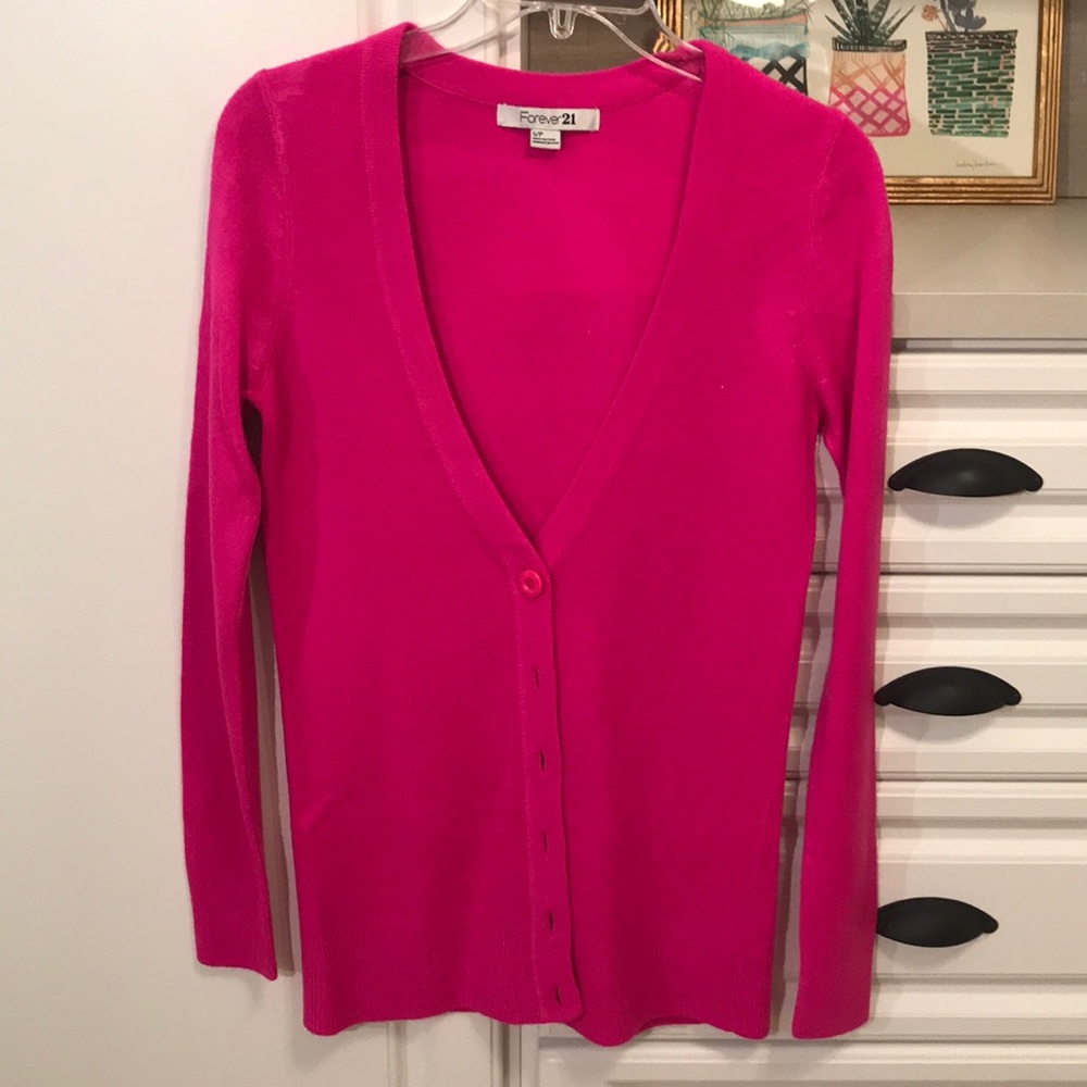 Bright Pink Soft Long Cardigan